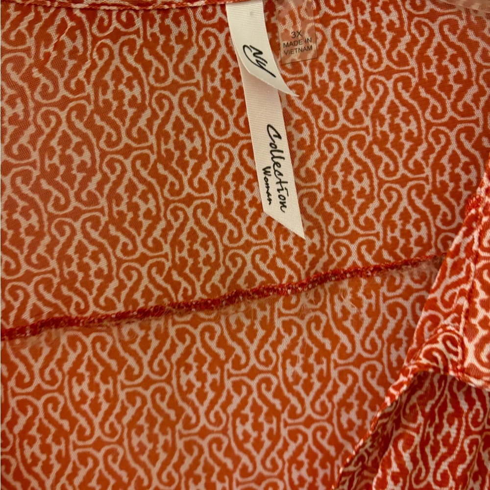 $12 NY Collection Orange and White Long sleeve Blouse(Used Once)